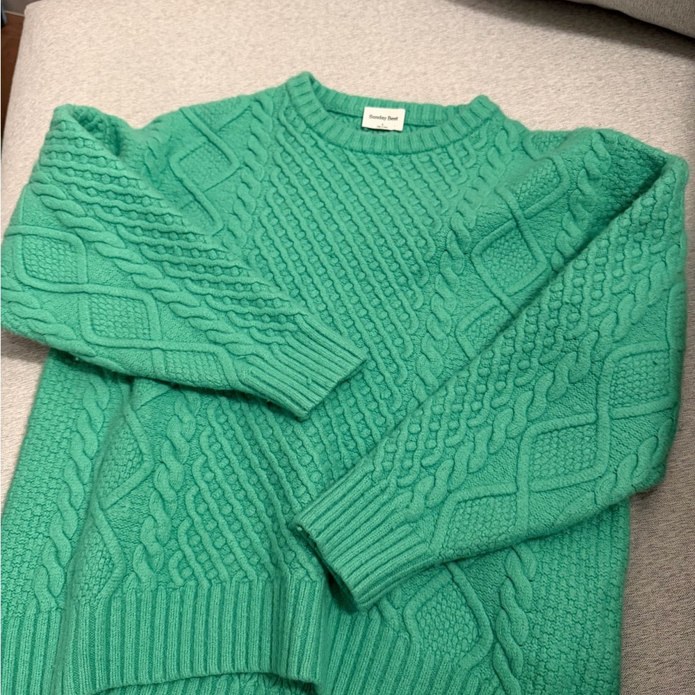Sunday Best Emerald Cable Knit Sweater